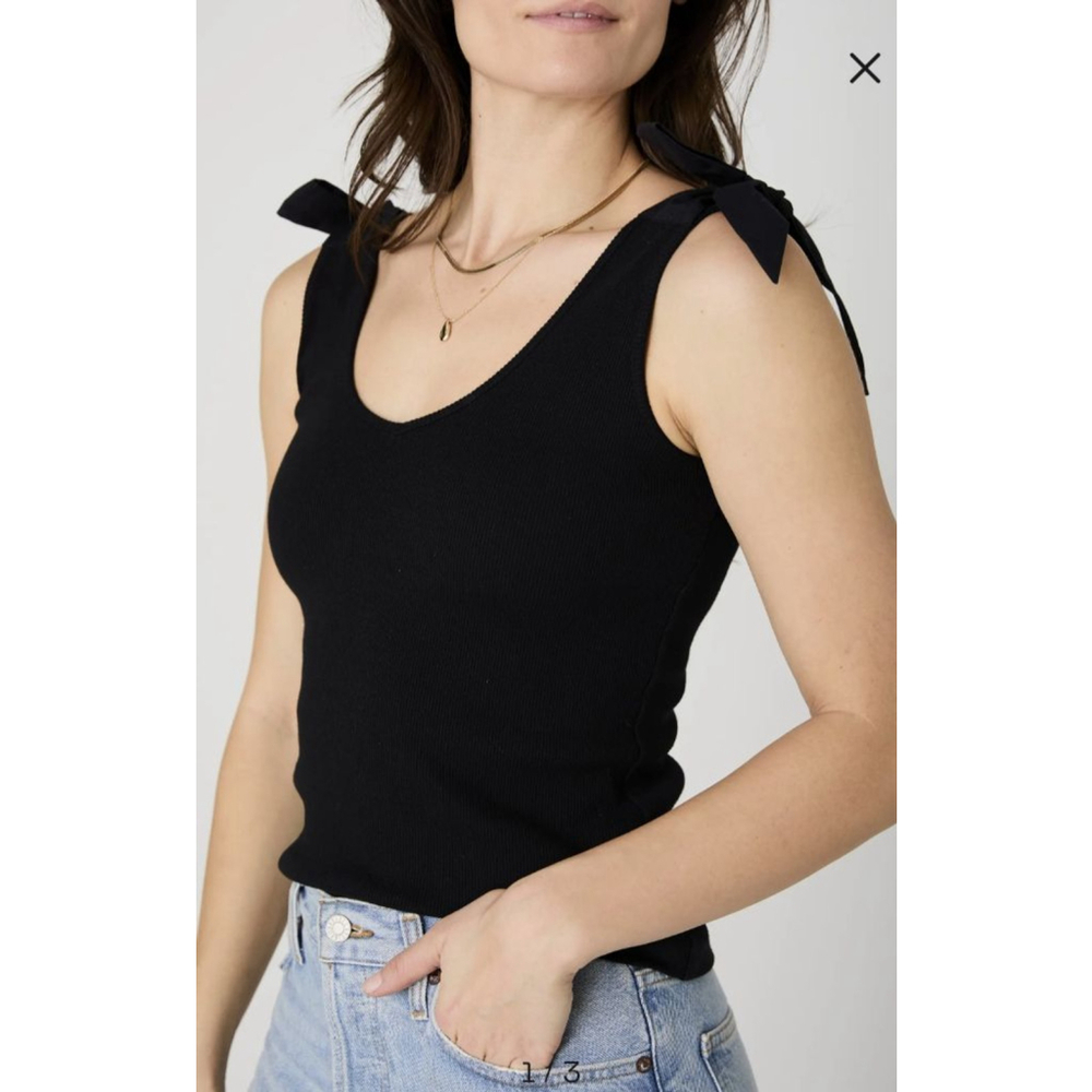 Women's French Connection Ribbed Bow Tank Top XL Black White 2 pack Bundle